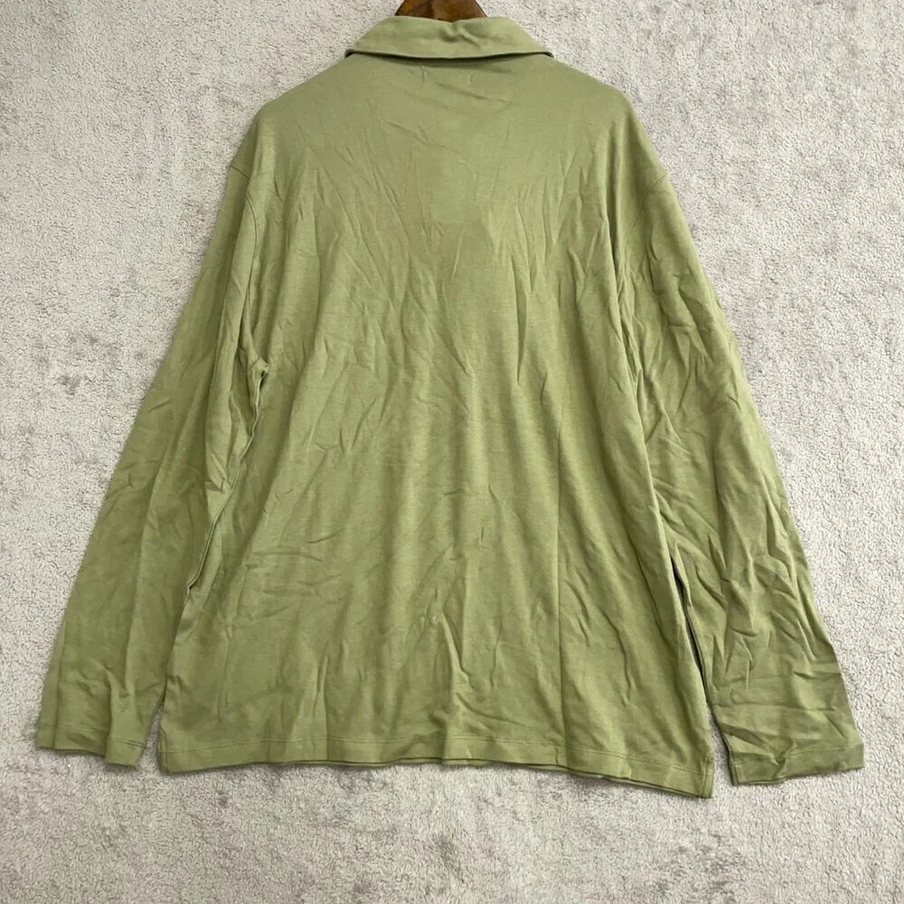 NEW Banana Republic Men's XXL Long Sleeve Luxe Touch Polo Shirt Cotton Green